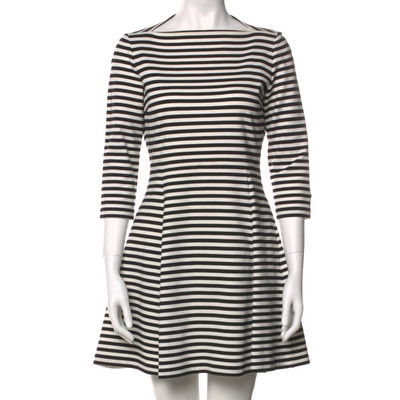 Kate Spade | XXS | Broome Street Black White Stripe 3/4 Sleeve Boat Neck Dress