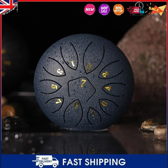 C- 6 Inch 11-Note Tongue Drum with Drumsticks Hand Pan Ethereal Drums (Navy)