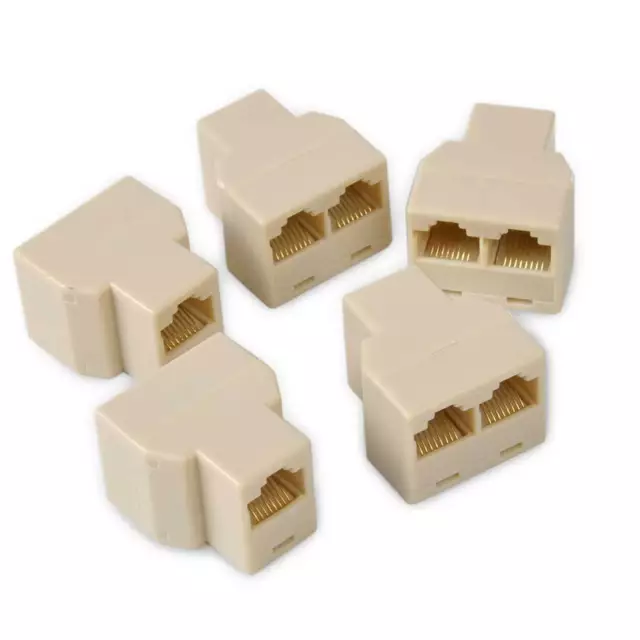 5x RJ45 Y Adapter Kupplung Splitter Verteiler Coupler Netzwerk Ethernet LAN ISDN