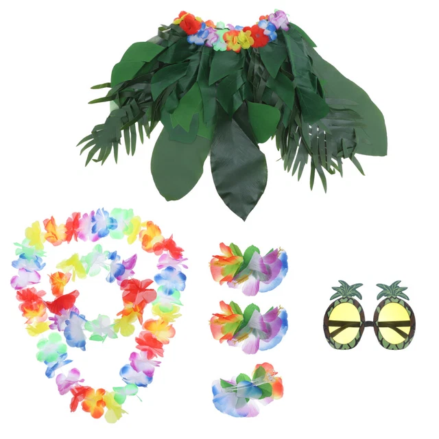 1 Set lunettes de soleil de fête Hawaii Hula Leaf Jirts habiller les 3