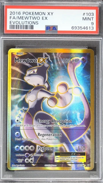TR1 Pokemon TCG Mewtwo EX Full Art Gold XY Evolutions 103/108 PSA 9 Mint