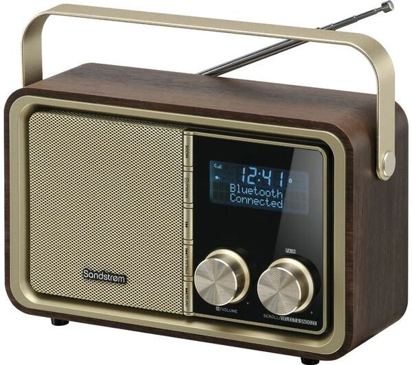 SANDSTROM SDABMBR22 DAB+ Fm Retro Bluetooth Radio Lcd Display Golden