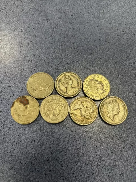 old round 1 pound coins  X7