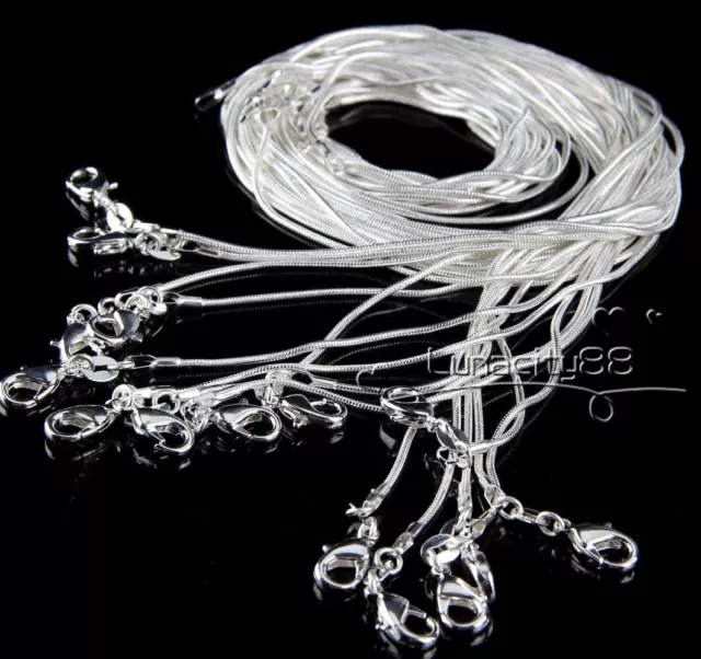 100pcs Silver Plated 1MM/2MM Classic Snake Necklace Chain For Pendant Wholesale 2