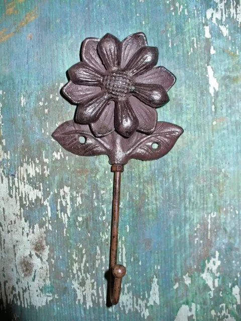 Cast Iron Metal Flower Towel Hat Bath Coat Kitchen Wall Hook Home Garden Decor