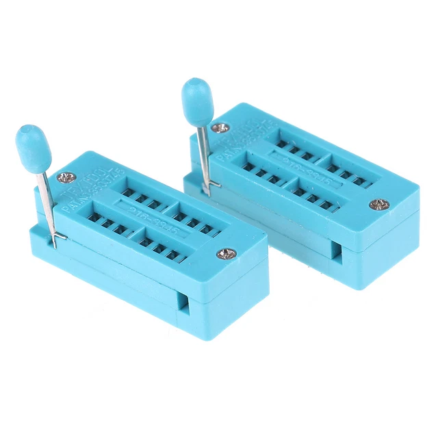 2Pcs 16P Pin 2.54mm green DIP test universal ZIF IC socket welding t-w_.zy