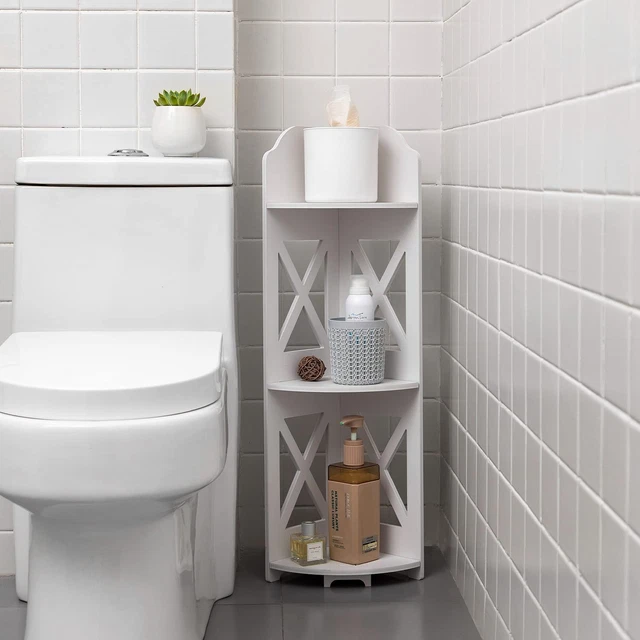 Soporte de estante de esquina, organizador de almacenamiento de baño ideal para almacenamiento de baño pequeño, S