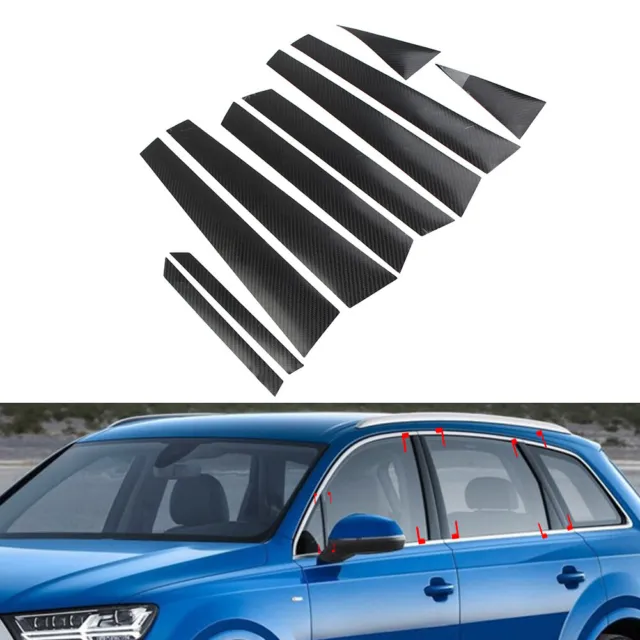10 Pc Car Exterior Door Window B Pillar Post Cover Trim For Audi Q7 SQ7 4M 16-19