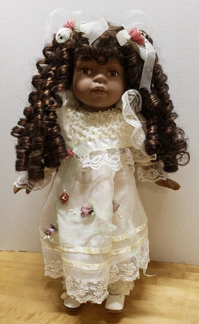 17" Porcelain Doll - African American - Duck House Heirloom Dolls