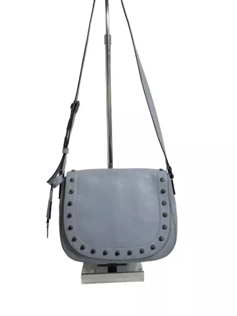 Michael Kors Hamilton Traveler Studded Messenger Pale Blue Leather Crossbody Bag