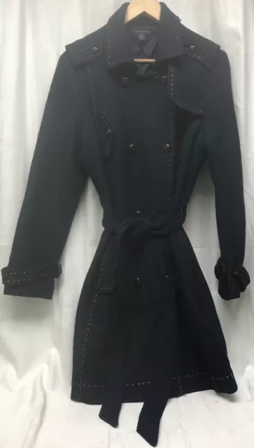 Tommy Hilfiger Navy Blue Wool Long Overcoat Coat Size XL
