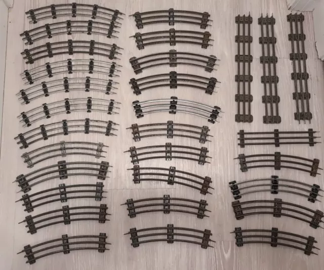 40x Vintage Lionel O 027 Gauge Metal Tubular Train Track Lot Curved Straight
