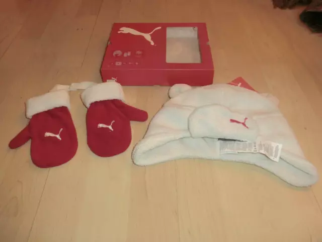 Original Puma Minicats Set Größe M, Fäustlinge & Mütze mit Öhrchen, OVP&NEU