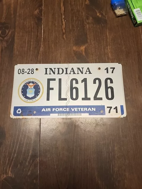 INDIANA Air Force Veteran  license plate License# FL6126
