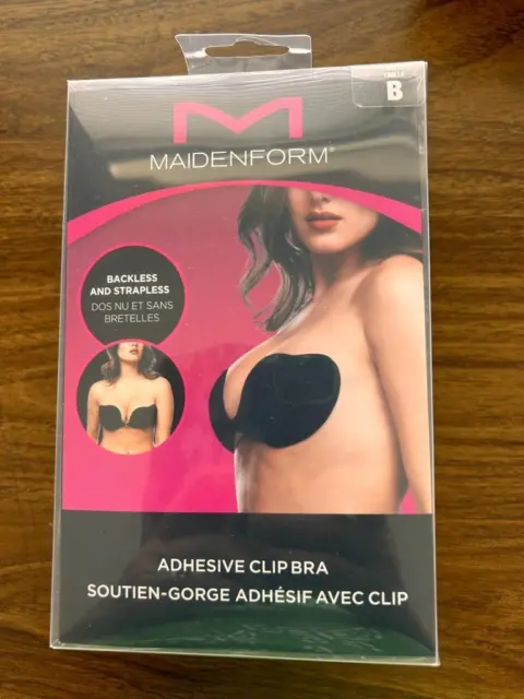 Maidenform adhesive clip bra size B cup New black backless strapless silicone