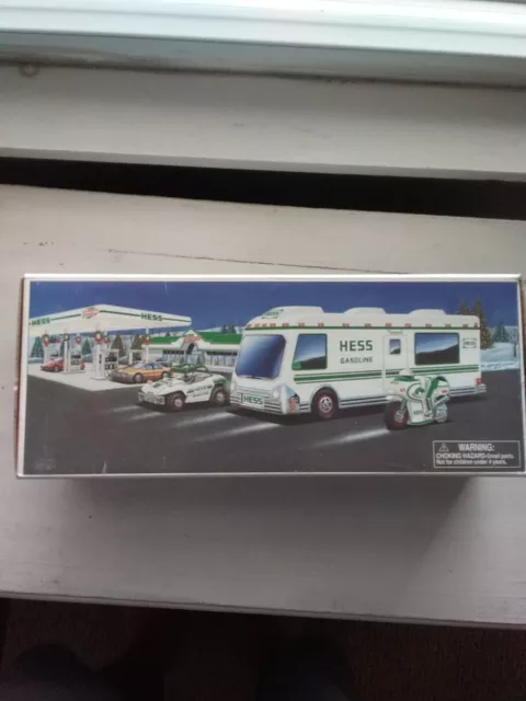 1998 Hess Recreation Van Truck With Dune Buggy And Motorcycle.