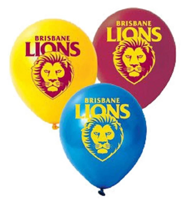 BRISBANE LIONS OFFICIAL AFL Team Logo & Colours x 6 Balloons Double