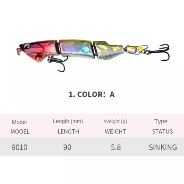3D Eyes Sinking Fishing Lure 4 Sections Fishing Bait  Fishing Tackle