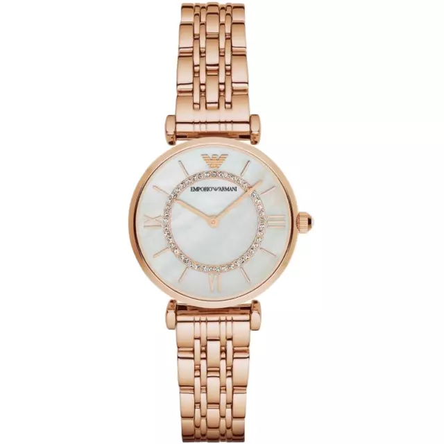 Emporio Armani Watch AR1909 Ladies Rose Gold 32mm Gianni T-Bar Wrist Watch