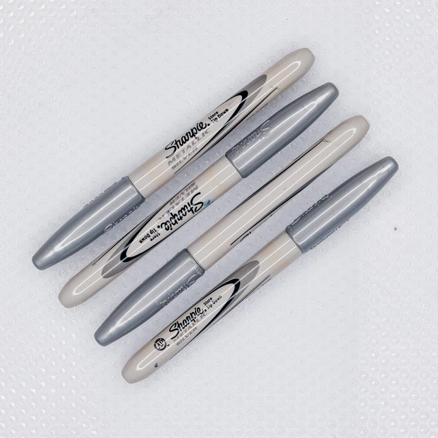 Sharpie Fine Point Used Silver Permanent Markers/Pens - Lot Of 4 - #20