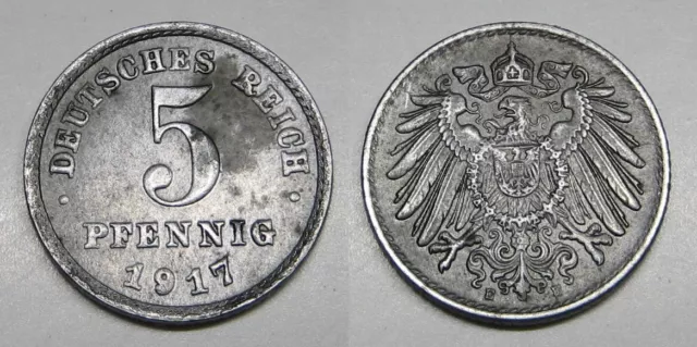 Kaiserreich : 5 Pfennig 1917 E / Eisen