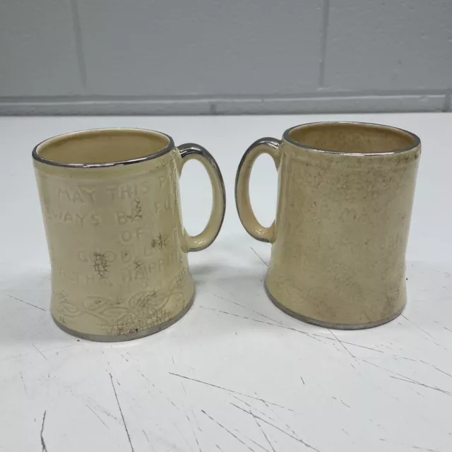 ORIGINAL VINTAGE Sandland Ware Lancaster England Mug Mugs Stein Hanley Pair Beer