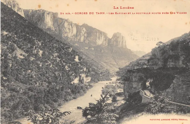 Cpa 48 Gorges Du Tarn Les Rapides Et Nouvelle Route Des Vignes