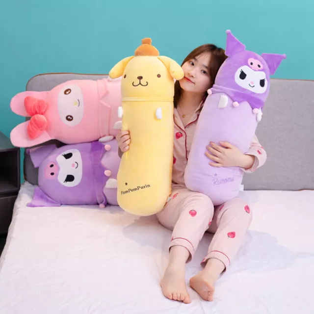 Sanrio Cartoon Pillow Cylinder Plush Doll Toy Kuromi Cinnamoroll Stuffed Plushie