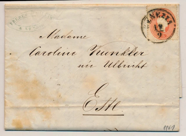 LOMBARDEI-VENETIEN 1861 5sld. Brief (Inhalt) VENEZIA nach ESTE. Interessant!