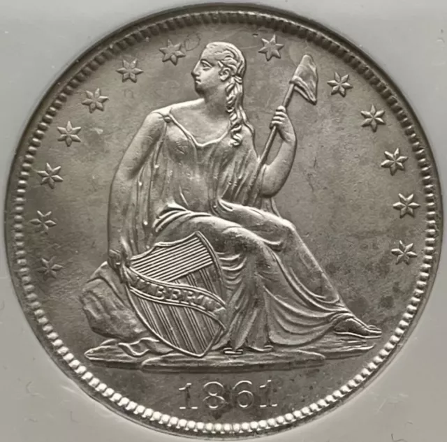 1861-O Seated Liberty Half Dollar CONFEDERATE CSA W-13 SS Republic (B) UNC