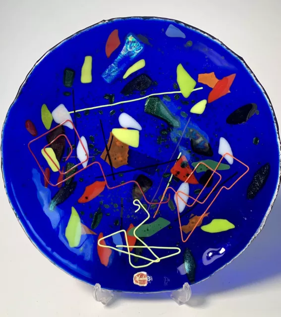 Fusing Glasteller signiert P.W. Glaskunst Kunst Handarbeit Teller