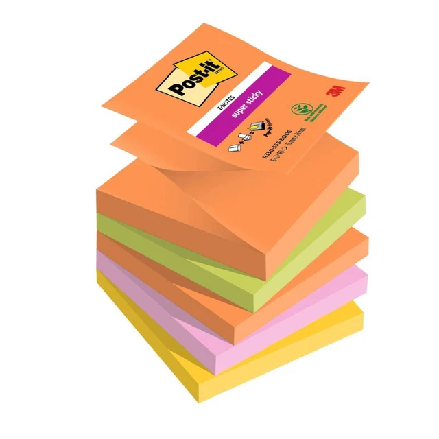 Blocco Post it® Super Sticky Z Notes - R330-5SS-BOOS - 76 x 76 mm - colori Boost