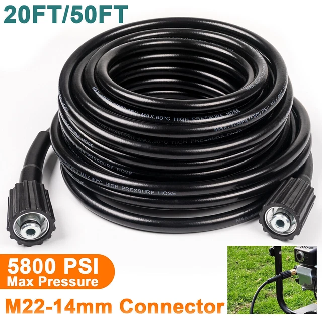 High Pressure Washer Hose 20/50ft 5800PSI M22-14mm Power Washer Extension Hose ·