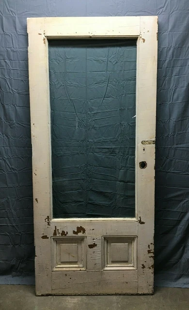 Antique Single 36x81 Exterior Large Single Beveled Glass Door VTG Old 103-22B