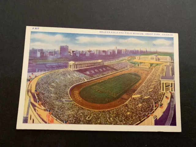 c.1930 Soldier Field and Field Museum Chicago Illinois Postcard