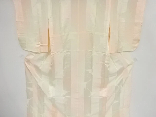 45436# Japanese Kimono / Antique Hitoe Juban / Woven Stripe & Cranes