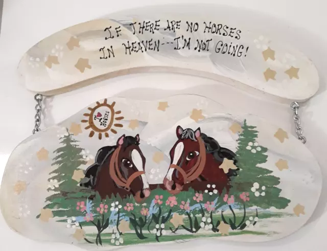 Marty's Creations Wood Sign Hanging Country Farm Decoration Horses Vintage 1999
