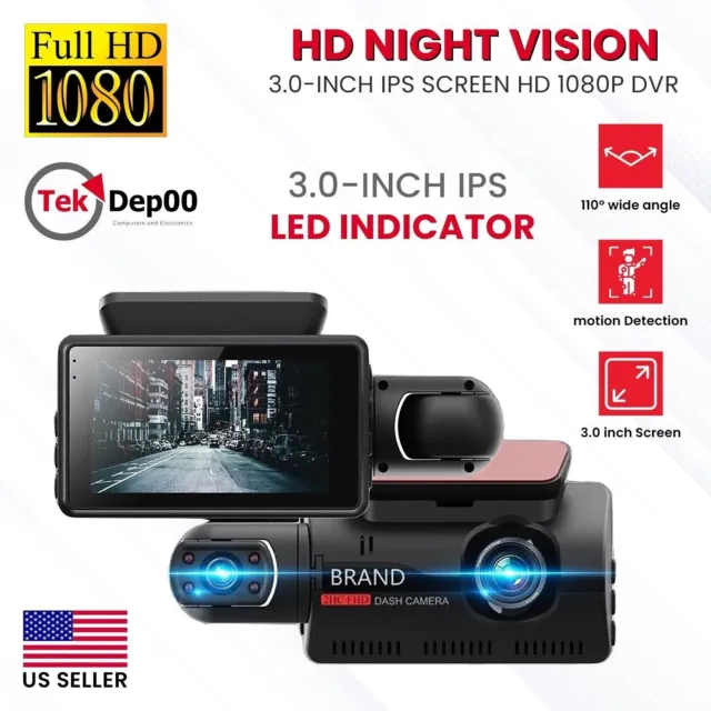 1080P Dual Lens Car DVR Dash Cam Video Recorder G-Sensor Front and Inside Camera