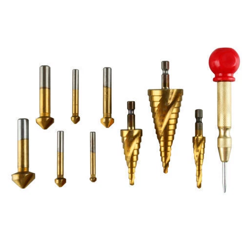 10pcs HSS Spiral Grooved Step Drill Bit Countersink Drill Deburring 4-12/20/32mm