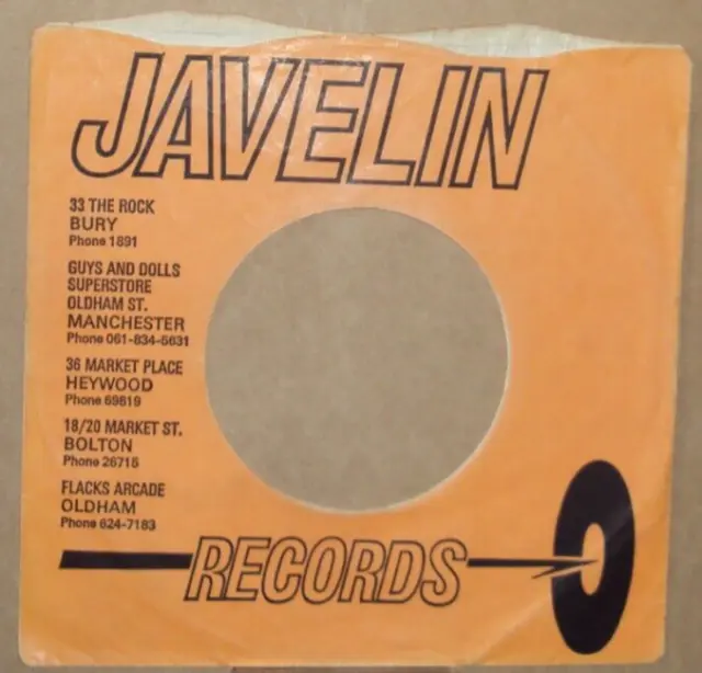 "Javlin", "Firmenhülle", "Original", "45 U/min", "7 Zoll", "Schallplatte","Vintage",}));0