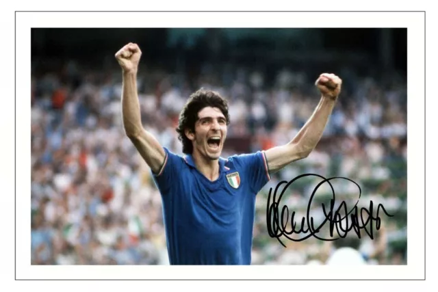 PAOLO ROSSI Signed Autograph 12X8 PHOTO Signature Gift Print ITALY Soccer