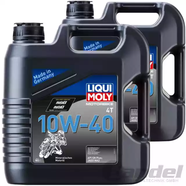 2x 4L LIQUI MOLY 3046 Motocicletta 4T 10W40 Olio Motore Moto Minerale