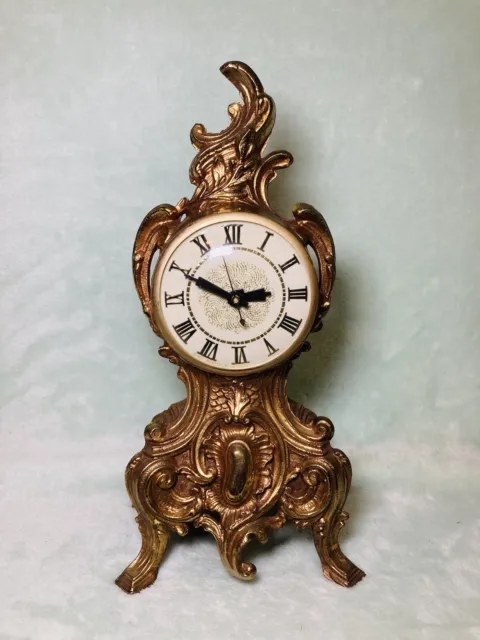 Vintage 40’s - Lanshire Electric Mantle Brass Metal Clock - *Tested/Works*