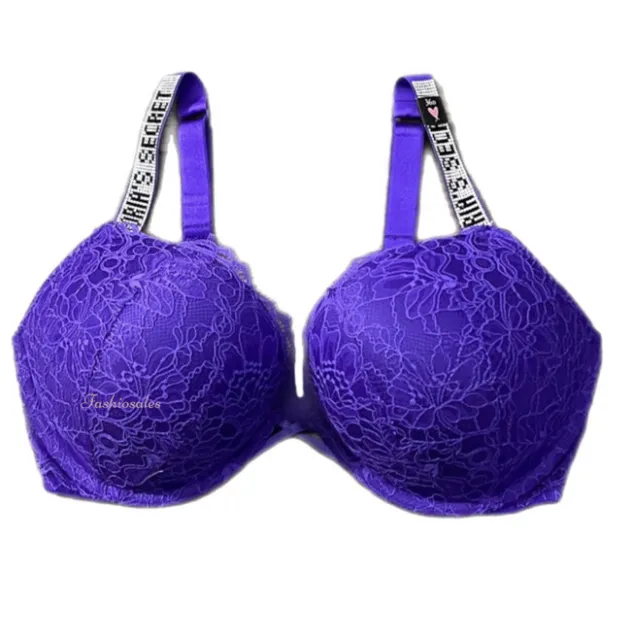VICTORIAS SECRET BOMBSHELL Push Up Bling Adds 2 Cup Sizes Lace Bra 36D  Purple £56.17 - PicClick UK