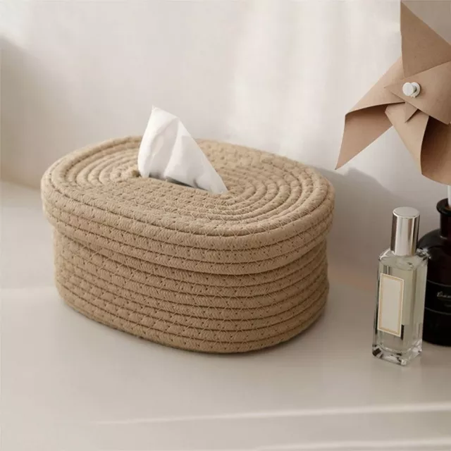 Linen Tissue Box Small Cotton Rope Storage Box Tissue Box Dustproof Tissue Boxes 2