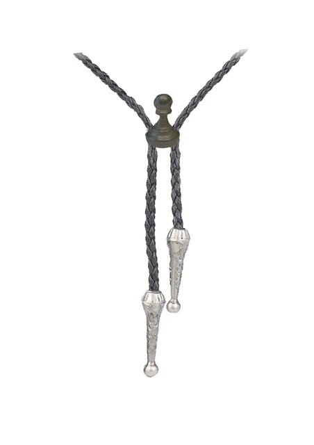 Cravatta Western Bolo Cowboy - Pelle Nera Con Ciondolo Vintage 489645