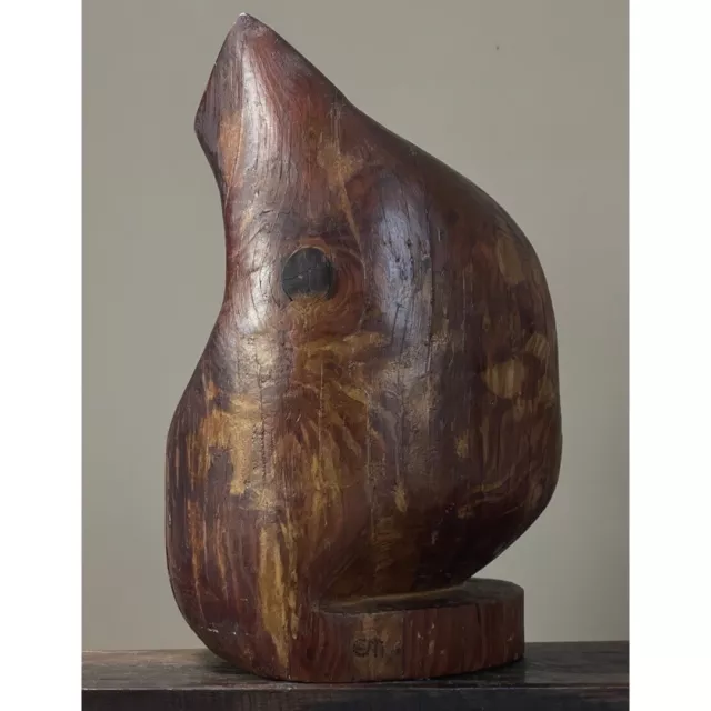 Vintage Monumental Modernist Carved Biomorphic Sculpture by Eva Martino, Signed