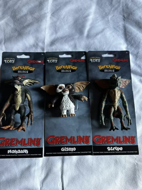 Gremlins Set Flexible Mini Bendyfigs Gizmo Mohawk Stripe NEW