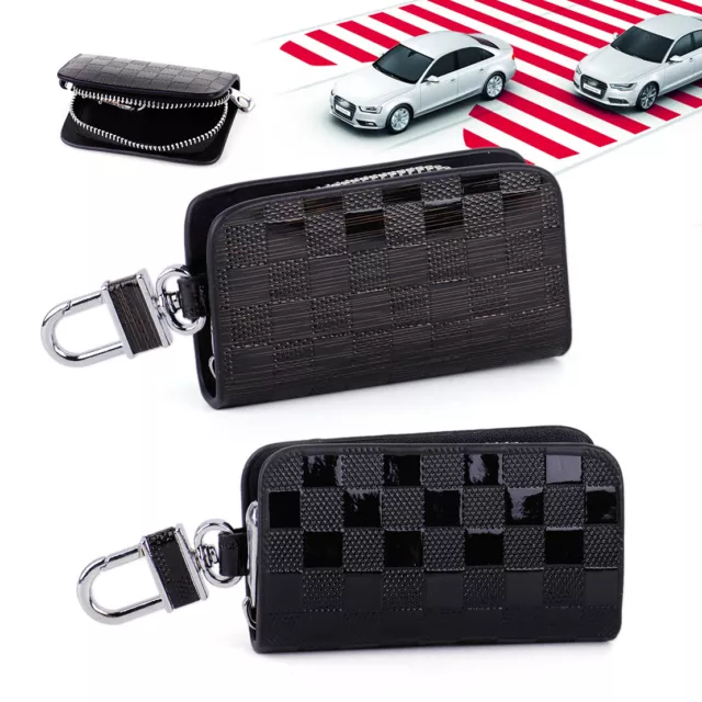 Genuine Leather Car Remote Smart Key Chain Holder FOB Case Cover Zipper Bag rt