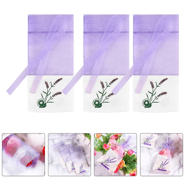 10 Pcs Yarn Sachet Bag Drawstring Gift Bags Storage Lavender